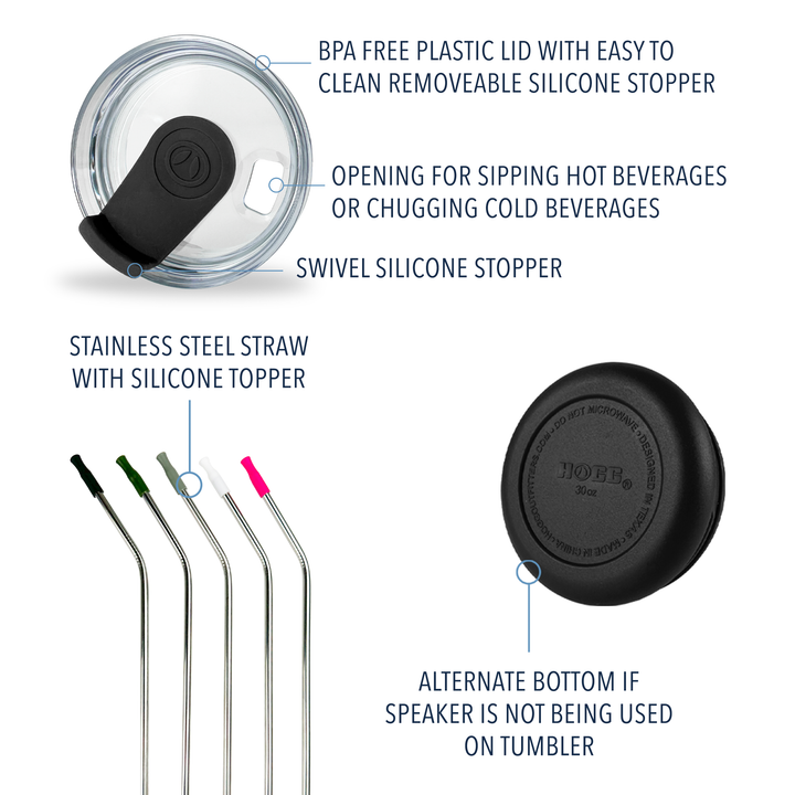 30oz Powder Coated Grippy Speaker Tumbler — Black