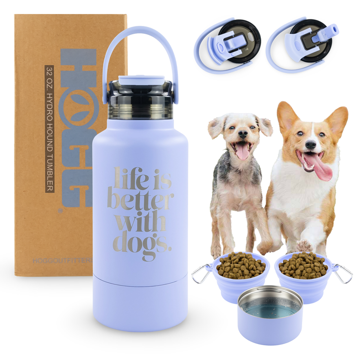 32oz Powder Coated Hydro Hound Tumbler — Lavender (Life Is Better With Dogs)