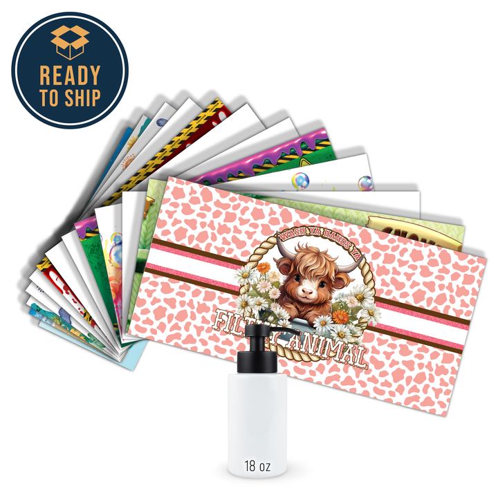 Assorted Ready to Press Sublimation 18oz Soap Dispenser Prints (15 Pack)
