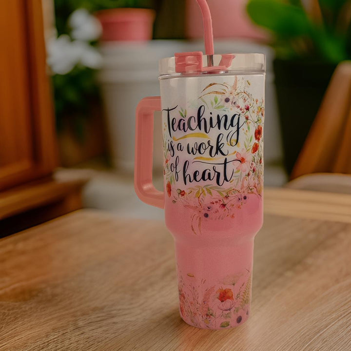 40oz Sublimatable Holographic Traveler Tumbler Case (24 Units) - Ombre Pink | Pink