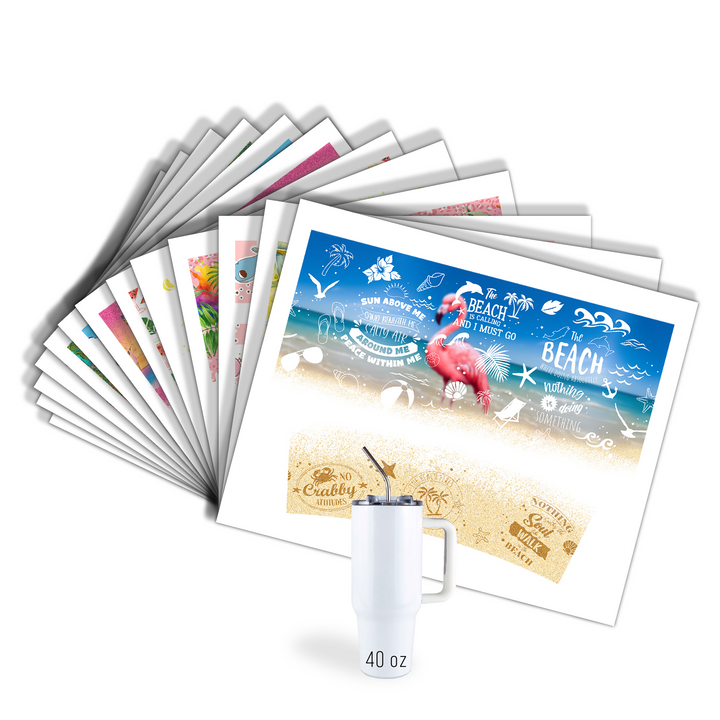 Assorted Ready to Press Sublimation Tumbler Prints (14 Pack) - Summer — 40oz Big Swig