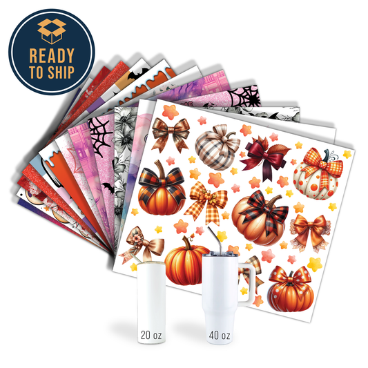 ASSORTED READY TO PRESS SUBLIMATION TUMBLER PRINTS (12 PACK) - Halloween 2