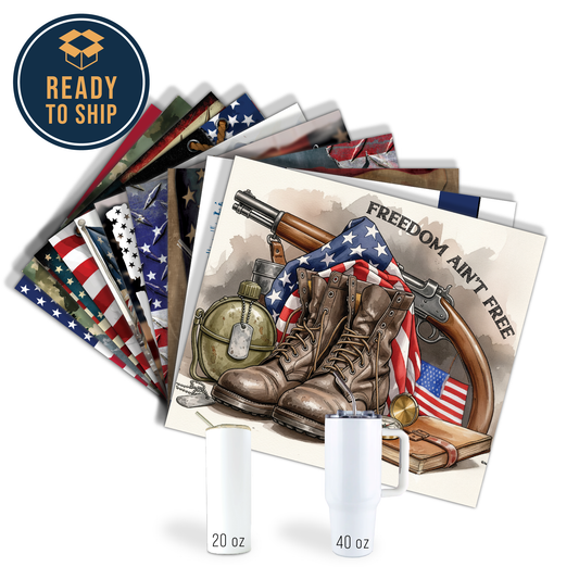 ASSORTED READY TO PRESS SUBLIMATION TUMBLER PRINTS (10 PACK) - VETERAN'S DAY