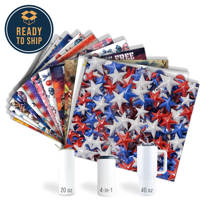 Assorted Ready to Press Sublimation Tumbler Prints (14 Pack) - Fourth of July