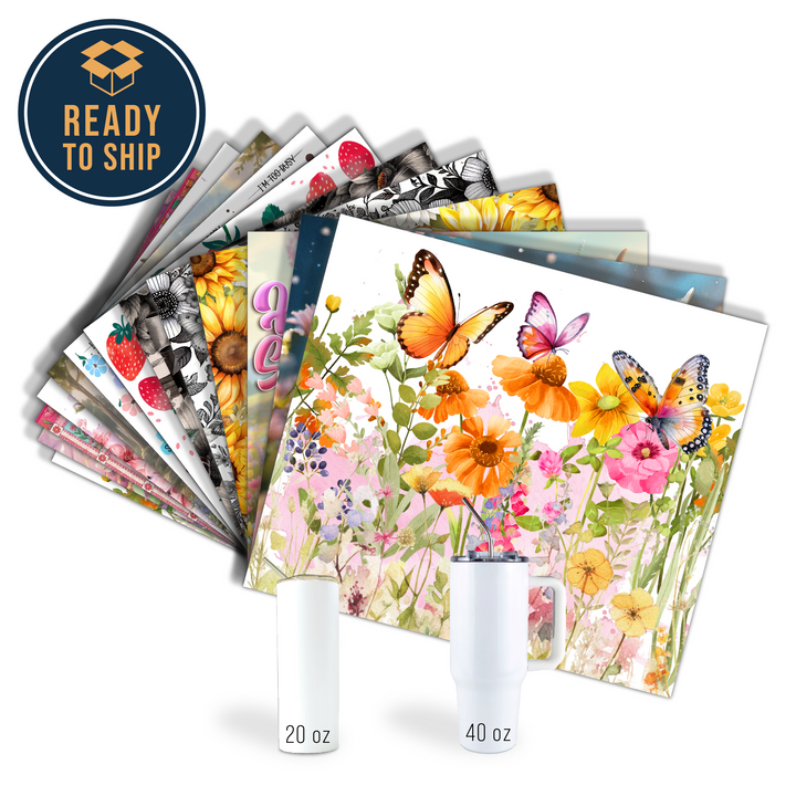 Assorted Ready to Press Sublimation Tumbler Prints (12 Pack) - Spring Bloom