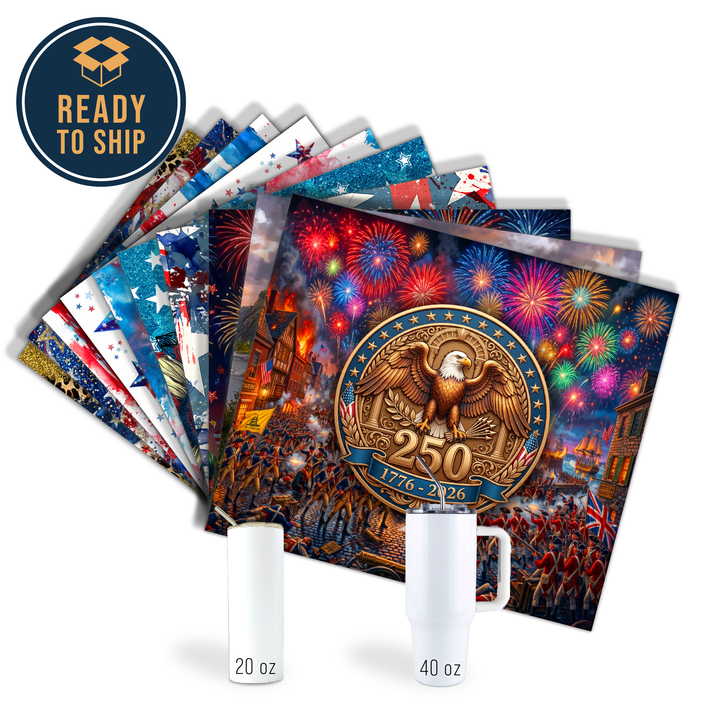 Assorted Ready to Press Sublimation Tumbler Prints (12 Pack) - America 250