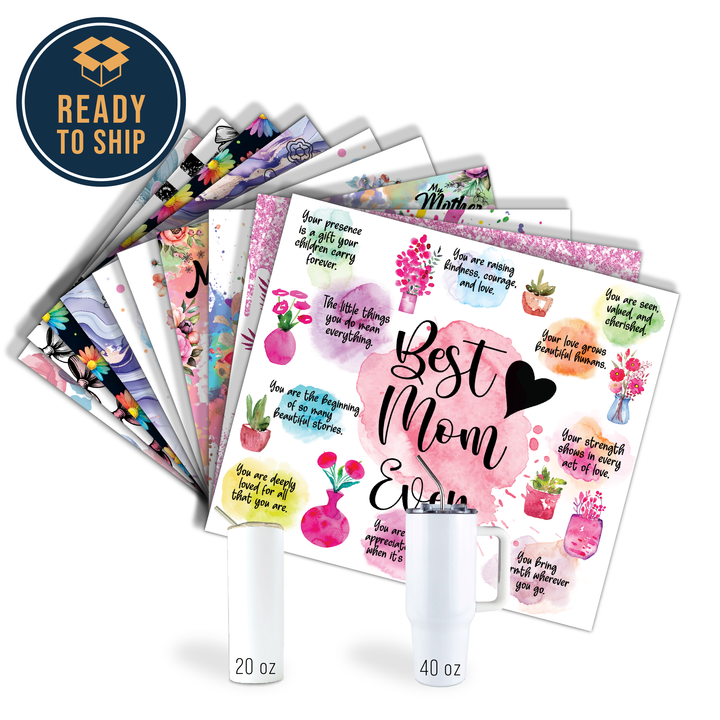 Assorted Ready to Press Sublimation Tumbler Prints (12 Pack) - Mom Vibes