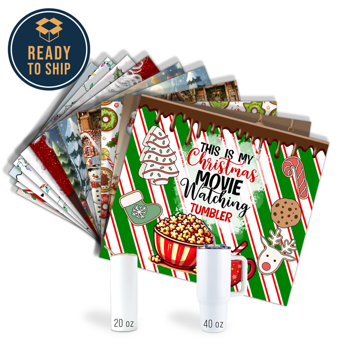 Assorted Ready to Press Sublimation Tumbler Prints (12 Pack) - Holiday 2025
