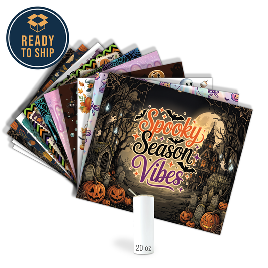 Assorted Ready to Press Sublimation Tumbler Prints (12 Pack) - Halloween 3