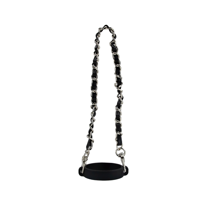 Silicone Portable Rope Handle - Fits 3oz - 40oz Tumblers — Black w/ Silver Chain