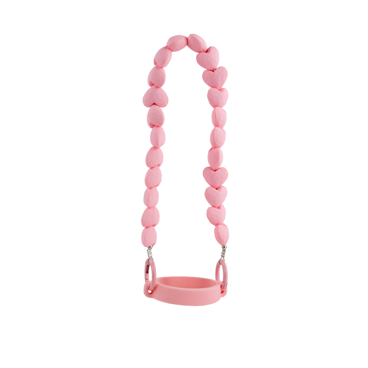Silicone Portable Rope Handle - Fits 3oz - 40oz Tumblers — Pink w/ Gold Chain