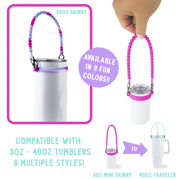 Silicone Portable Rope Handle - Fits 3oz - 40oz Tumblers — Multi Hearts 3 Pack