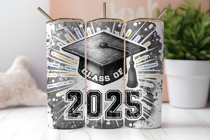 Digital Sublimation Designs - Graduation Tumbler Wraps — 20oz Skinny — Splatter Class of 2025
