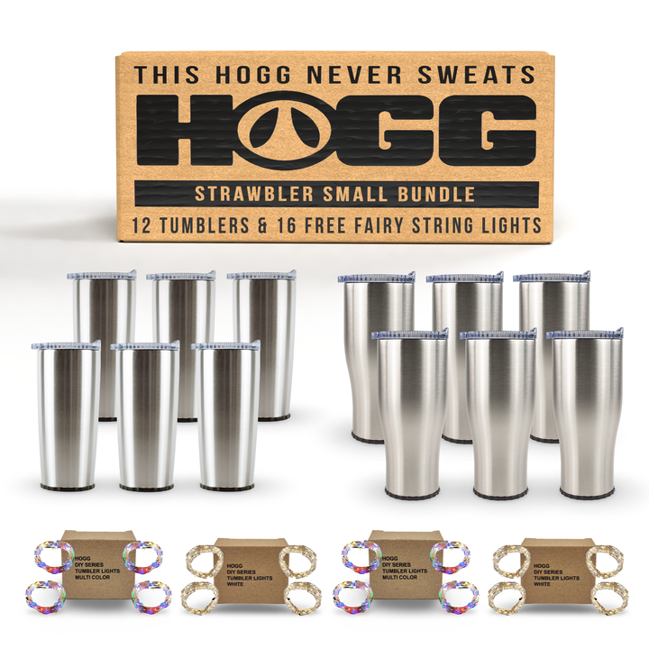 20oz & 30oz Holiday Strawbler Bundle 12 Tumblers & Free Fairy String Lights | Wholesale Bundle
