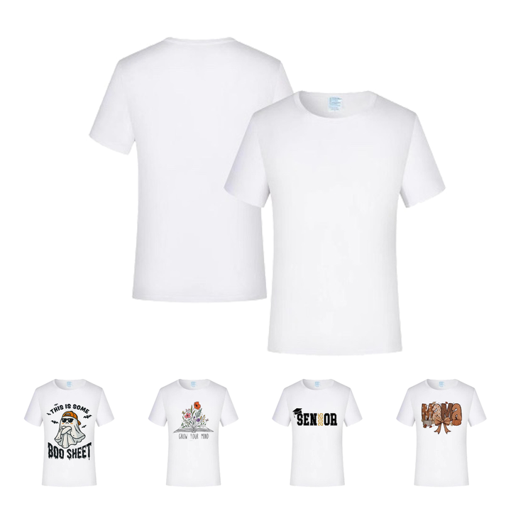 Sublimatable White T-shirt - sublimatable apparel blank for custom apparel businesses and personalized gifts