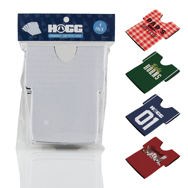 Sublimatable T-shirt Bottle Cooler - 4 Pack - sublimatable apparel blank for custom apparel businesses and personalized gifts