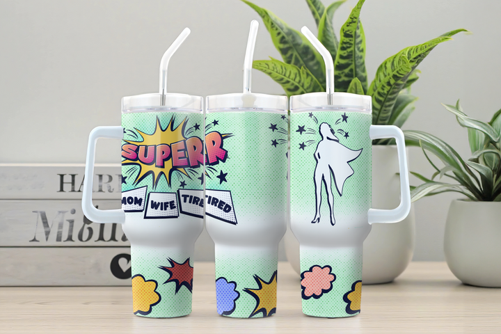 Digital Sublimation Designs - Mother's Day Tumbler Wrap — 40oz Traveler — Super Mom