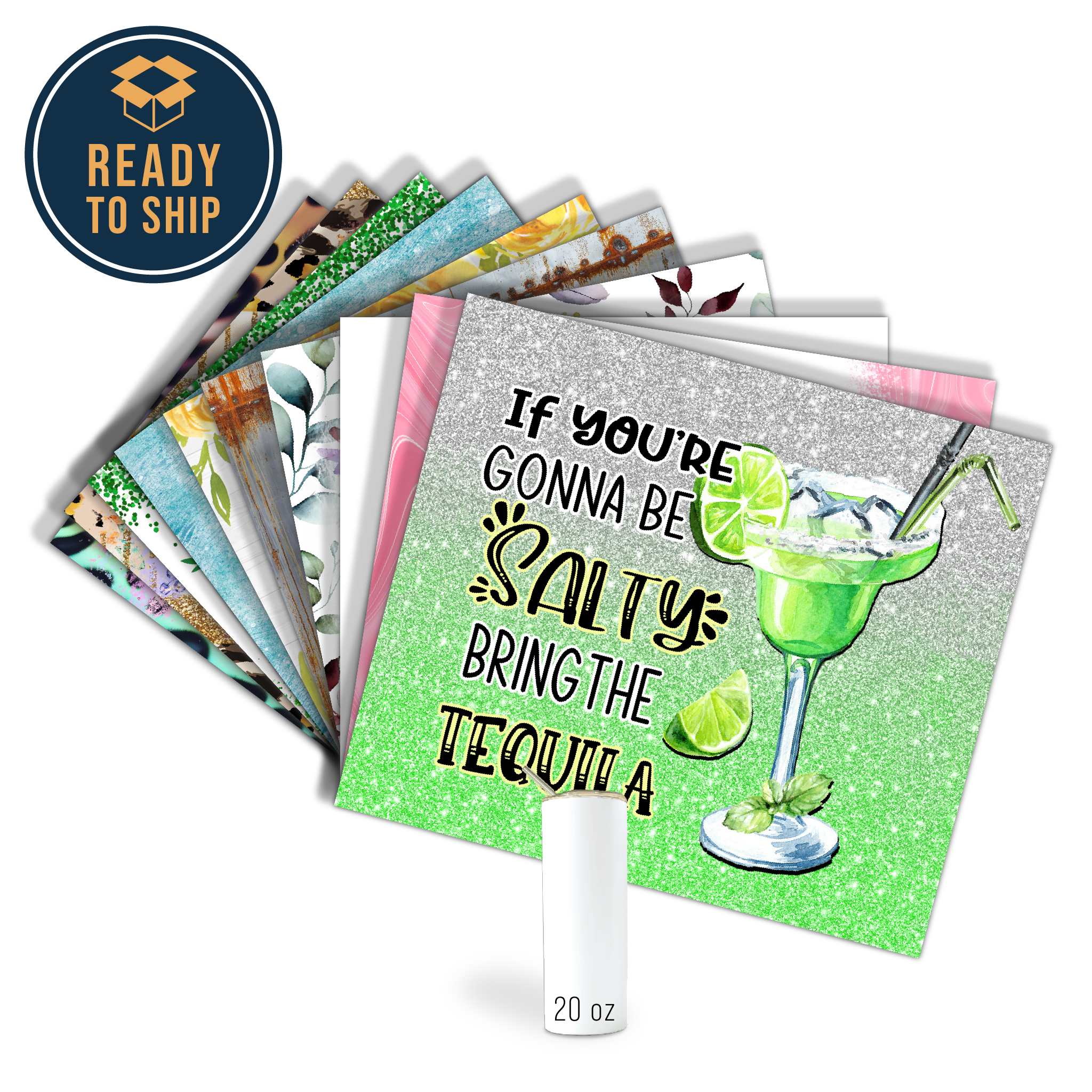 ASSORTED READY TO PRESS SUBLIMATION PRINTS FOR 20oz STRAIGHT SKINNY TUMBLERS (10 PACK) - SARCASM