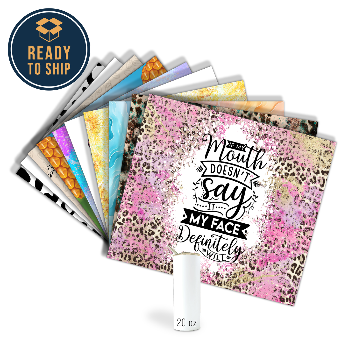 ASSORTED READY TO PRESS SUBLIMATION PRINTS FOR 20oz STRAIGHT SKINNY TUMBLERS (10 PACK) - SARCASM 2