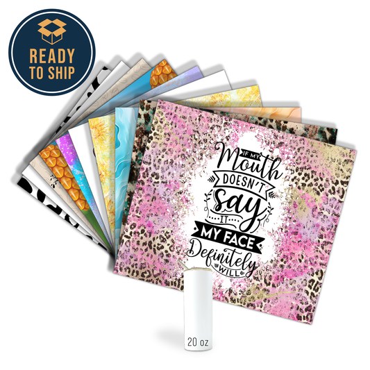 ASSORTED READY TO PRESS SUBLIMATION PRINTS FOR 20oz STRAIGHT SKINNY TUMBLERS (10 PACK) - SARCASM 2