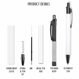 SUBLIMATABLE PENS W/ INK REFILLS - 24 PACK