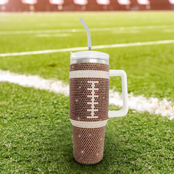 ***CLOSEOUT*** Limited Edition - 40oz TRAVELER TUMBLER - BEDAZZLED FOOTBALL