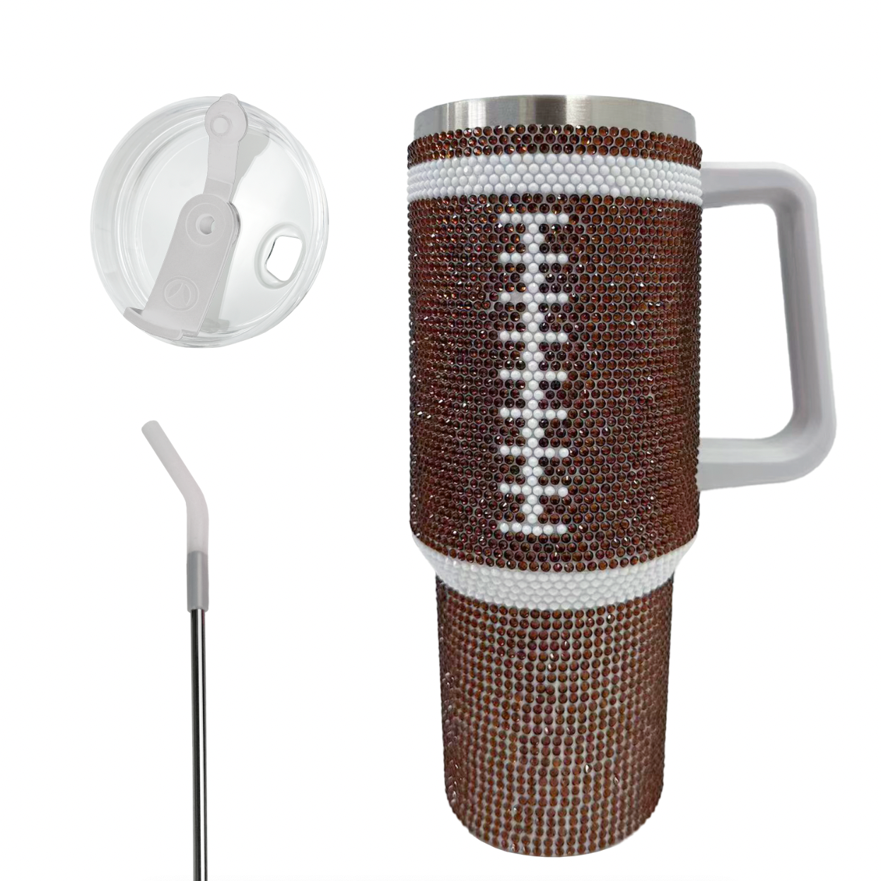 ***CLOSEOUT*** Limited Edition - 40oz TRAVELER TUMBLER - BEDAZZLED FOOTBALL