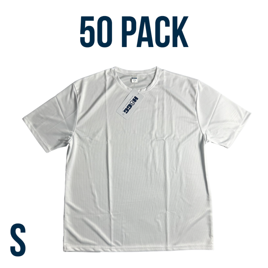 Bulk Deal: Lot of 50 White Sublimation-Ready T-Shirts - Breathable, Perfect for Customization & Resale