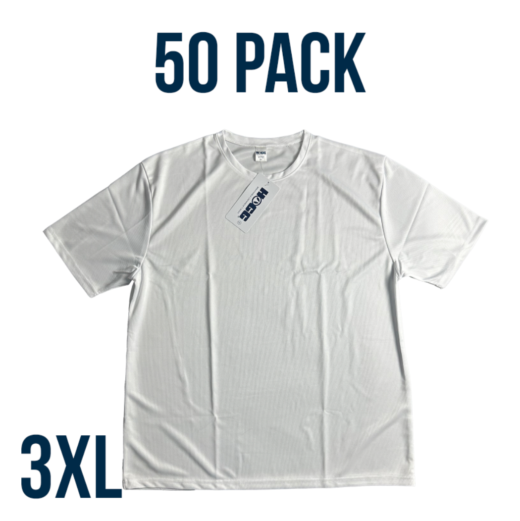 Bulk Deal: Lot of 50 White Sublimation-Ready T-Shirts - Breathable, Perfect for Customization & Resale