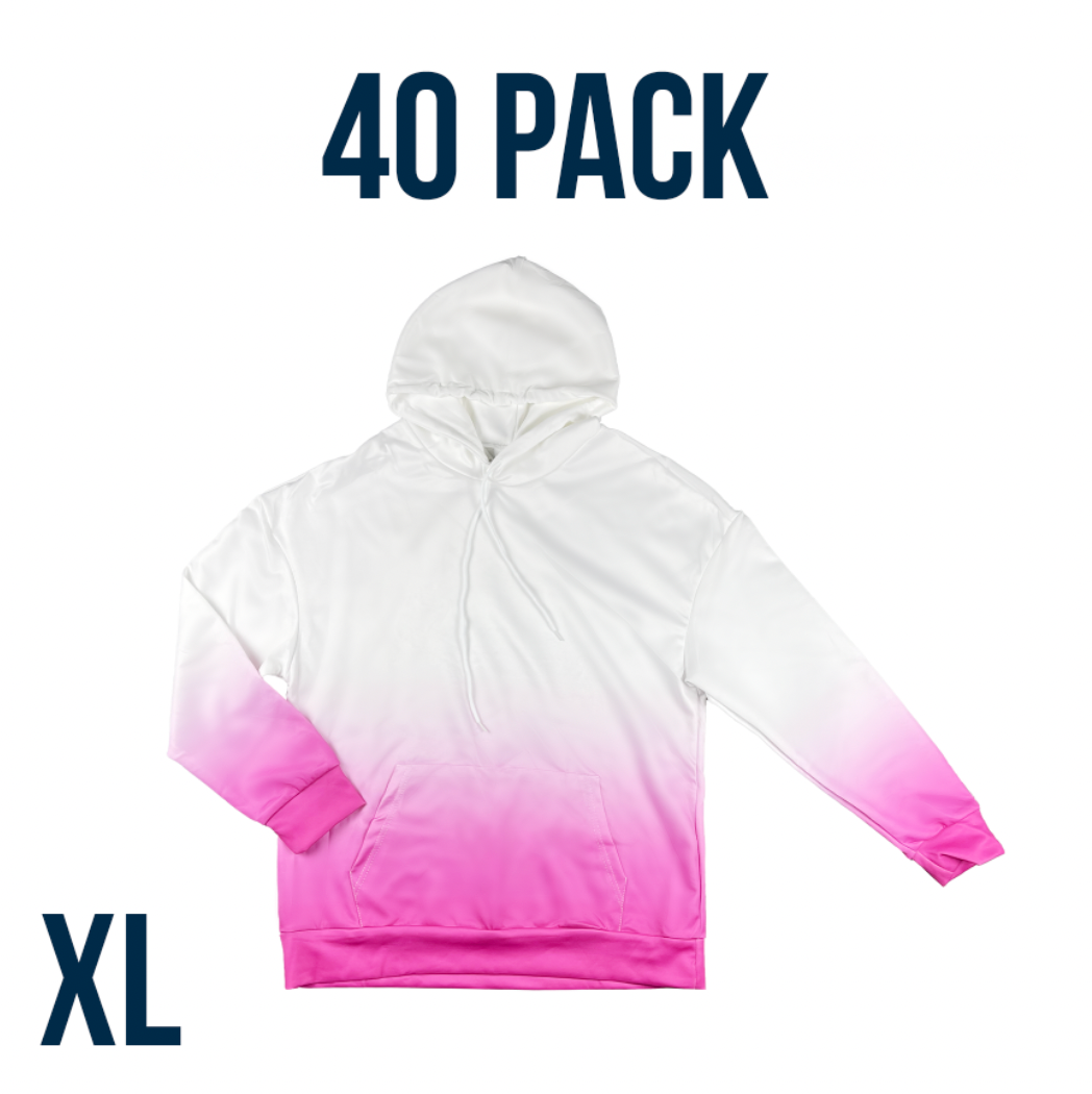 Bulk Deal: Lot of 50 Ombre Pink Sublimatable Hoodie Sweatshirts - Perfect for Customization & Resale