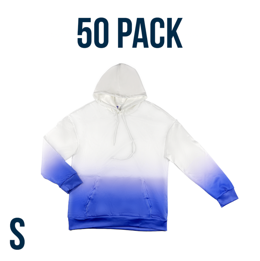 Bulk Deal: Lot of 50 Ombre Blue Sublimatable Hoodie Sweatshirts - Perfect for Customization & Resale