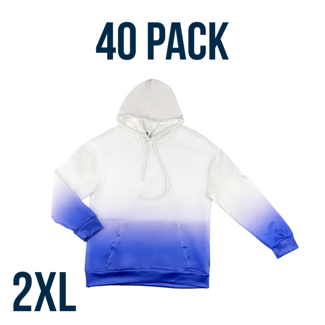 Bulk Deal: Lot of 50 Ombre Blue Sublimatable Hoodie Sweatshirts - Perfect for Customization & Resale
