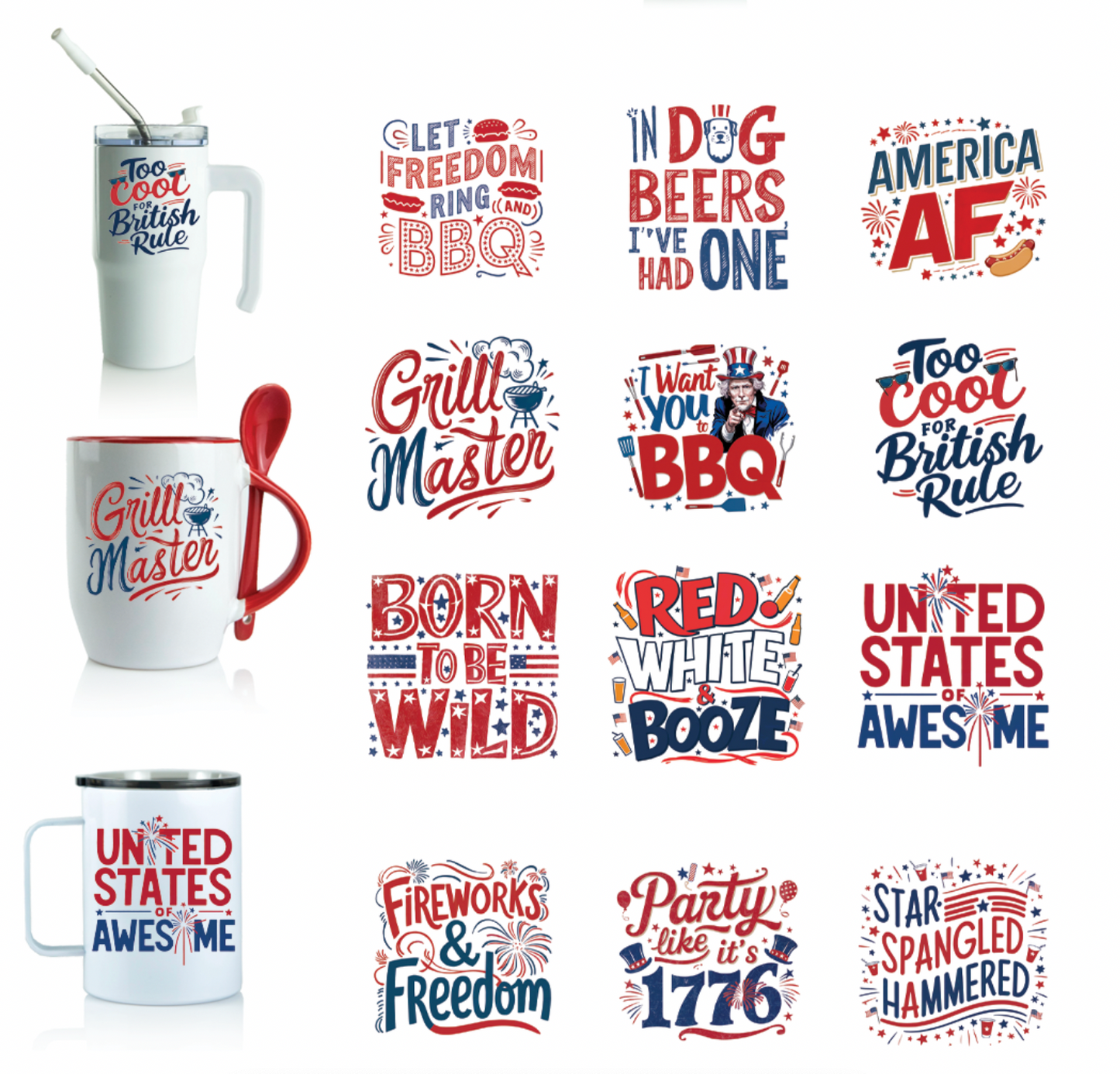 MULTI PRODUCT USE - DIGITAL SUBLIMATION DESIGNS - JULY 4TH