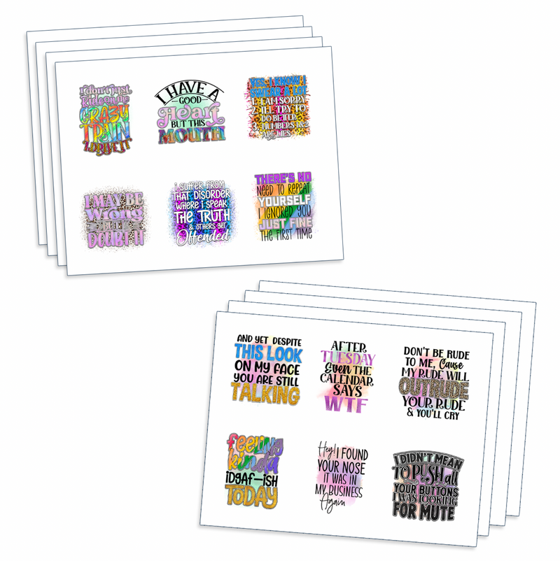 Ready to Press Sublimation Prints for 11oz and 15oz Mugs - Sassy Mug | 8 Pack