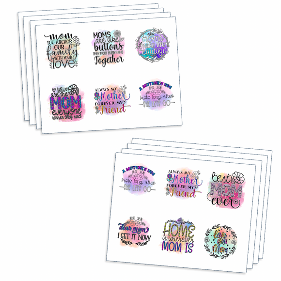 ASSORTED READY TO PRESS SUBLIMATION PRINTS FOR 11oz AND 15oz MUGS (8 PACK) - MOTHER'S DAY