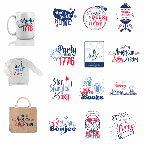 MULTI PRODUCT USE - DIGITAL SUBLIMATION DESIGNS - JULY 4TH