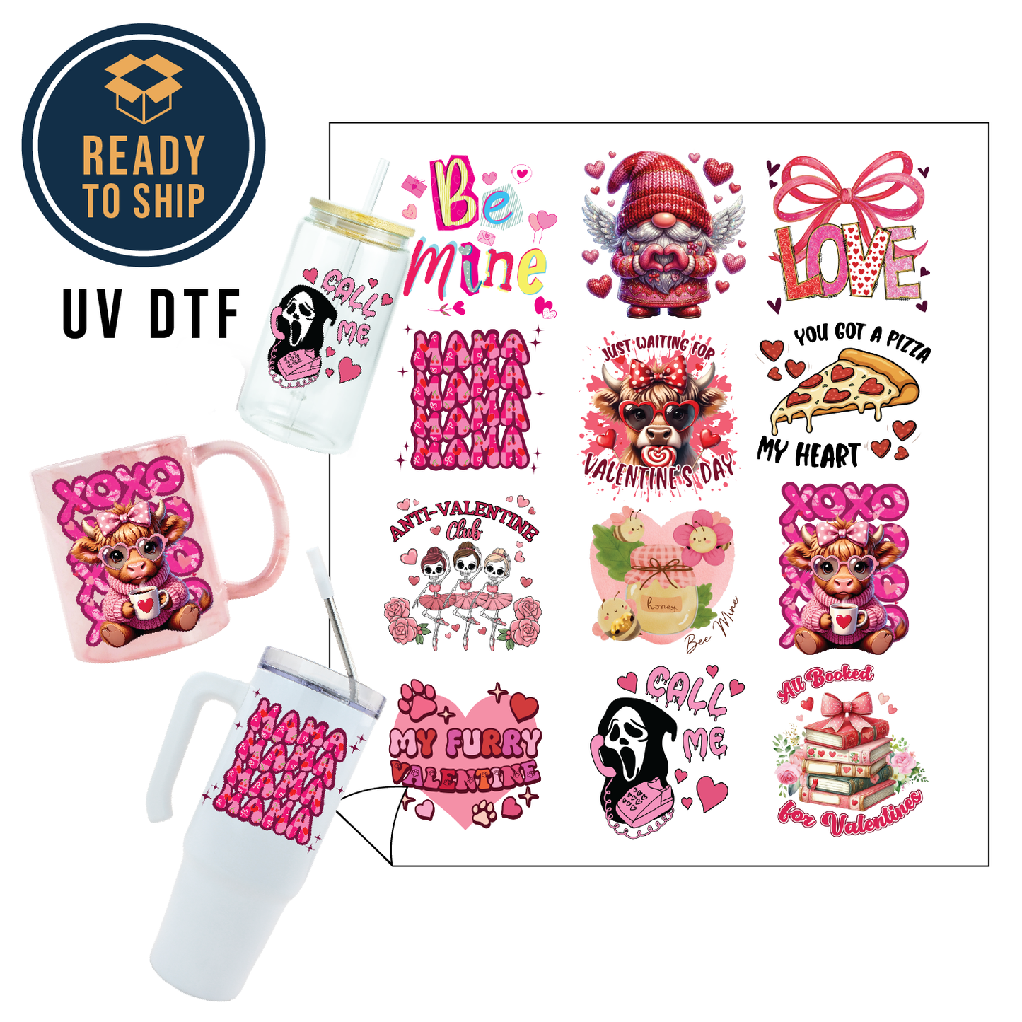ASSORTED UV DTF MULTI-USE GANG SHEET - SWEETHEART