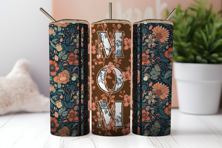 Digital Sublimation Designs - Mother's Day Tumbler Wrap — 20oz Skinny — Vintage Bloom Mom
