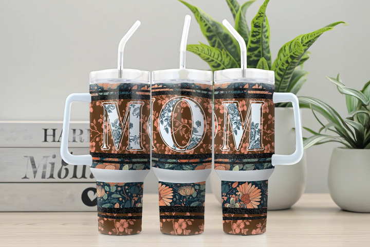 Digital Sublimation Designs - Mother's Day Tumbler Wrap — 40oz Traveler — Vintage Bloom Mom