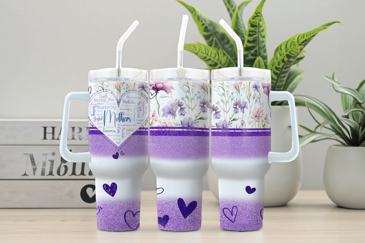 Digital Sublimation Designs - Mother's Day Tumbler Wrap — 40oz Traveler — Glitter and Grace