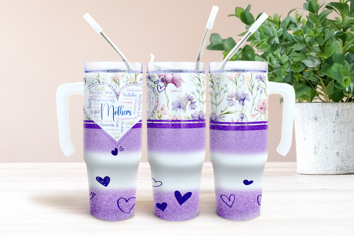 Digital Sublimation Designs - Mother's Day Tumbler Wrap — 40oz Traveler — Glitter and Grace