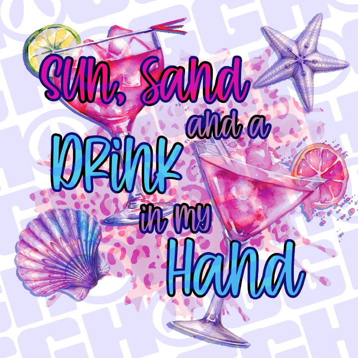 Multi Product Use - Digital Sublimation Designs - Vibrant Beach — Sun Sand and Drink