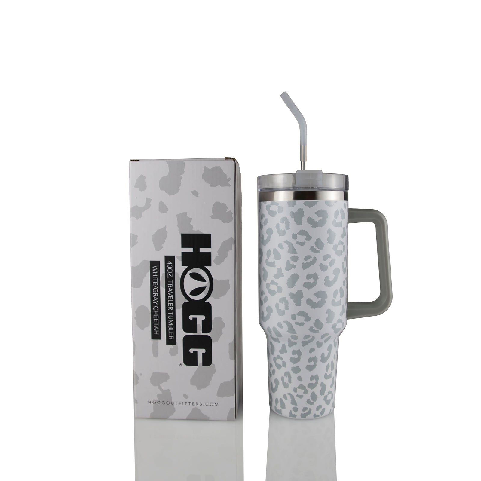 40oz TRAVELER TUMBLER CASE (24 UNITS) - WHITE/GRAY CHEETAH