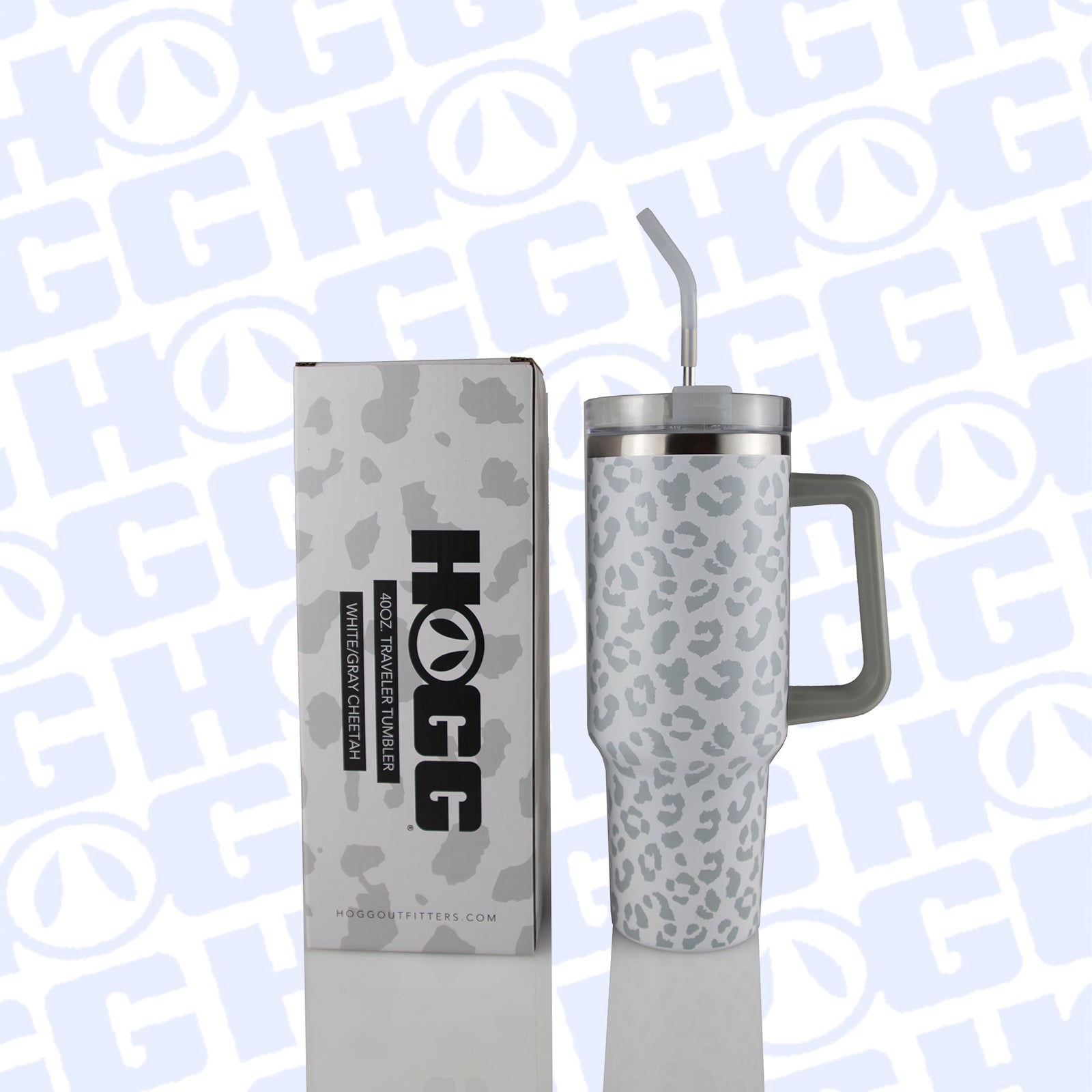 40oz TRAVELER TUMBLER CASE (24 UNITS) - WHITE/GRAY CHEETAH