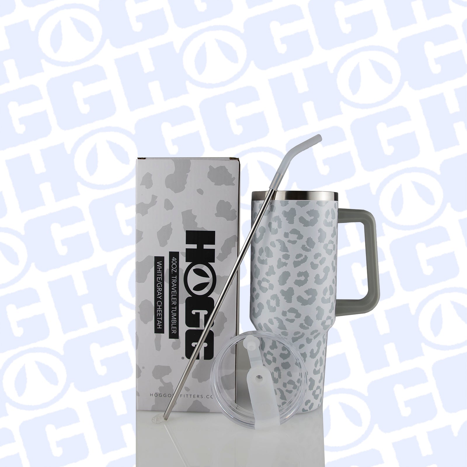 40oz TRAVELER TUMBLER CASE (24 UNITS) - WHITE/GRAY CHEETAH