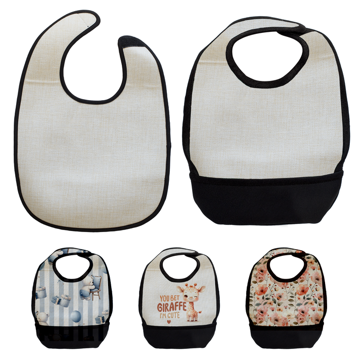 Sublimatable Baby Bib w/ Spill Pocket (4 Pack) - sublimation blank for custom orders and sublimation businesses