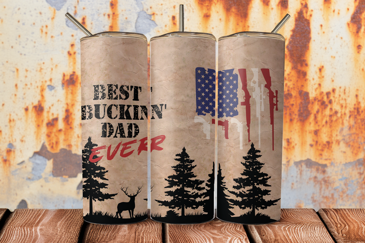 Digital Sublimation Designs - Father's Day 2025 Tumbler Wraps — 20oz Skinny — Best Buckin' Dad