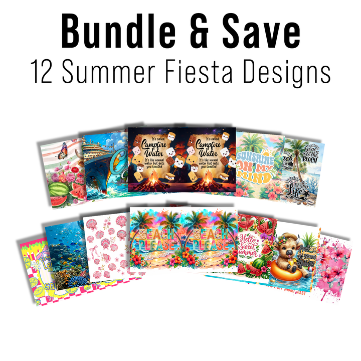 Digital Sublimation Designs - Summer Fiesta Tumbler Wraps — 4 In 1 Can Cooler — Bundle and Save (All 12 Designs)