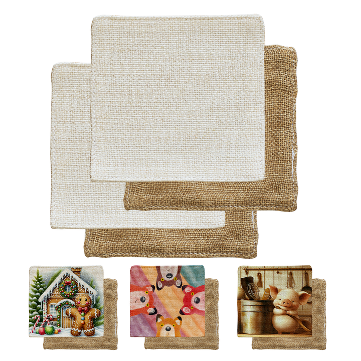 Sublimatable Linen Coaster Set (4 Pack) - sublimatable personalized gift blank