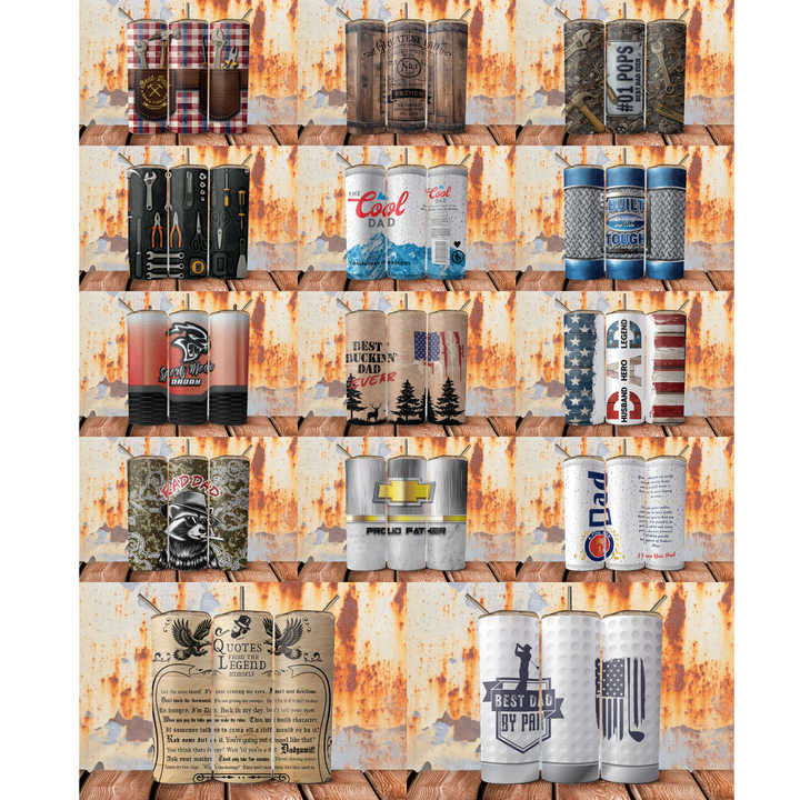 Digital Sublimation Designs - Father's Day 2025 Tumbler Wraps — 20oz Skinny — Bundle and Save (All 14 Designs)